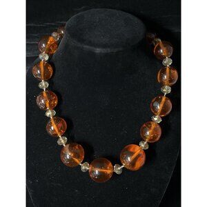 Vintage Chunky Graduated Amber Beaded Necklace 20" 18mm-28mm Beads
